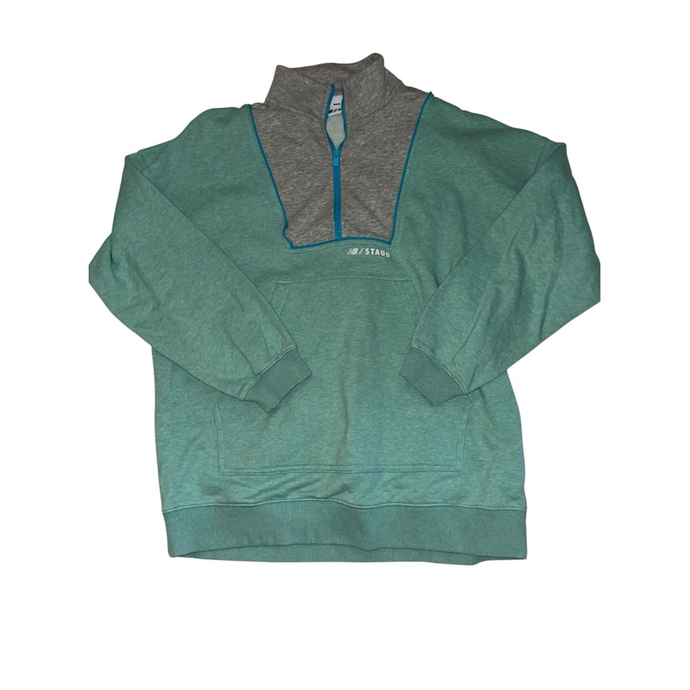 New Balance STAUD Teal & Gray Half-Zip Pullover Sweatshirt